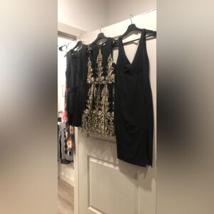 Closet Cleanout- Steve Madden Black Dress with Gold Embroidery Midi